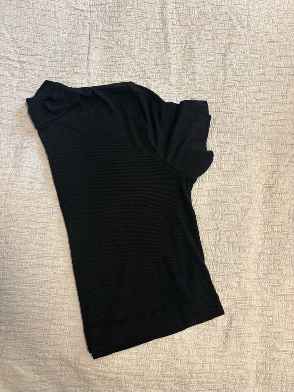 Babaton Gonzalo Hip T-Shirt, Black Ribbed Short Sleeve Top, L